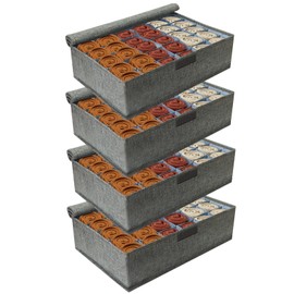 Sock Drawer Organizer Divider 4 Pack Socks Organizer with Lid 30 Cell Foldable Closet Organizer Divider Cabinet Organizer Underwear Storage Boxes for Storing Socks Bra Handkerchiefs Ties Belts (Gray)
