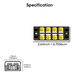 Terminal Block 2 Wrapped 4 Circuits 30A 450v Double-Row Screw terminals and 16 Pieces Connectors