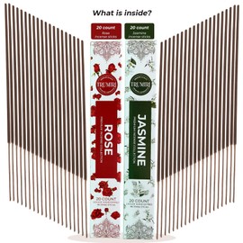 Trumiri Incense Sticks - Combo Pack of 40 Insence-Sticks - 20 Rose + 20 Jasmine - Insenses - Insents - Incents - Inscense - Incence - Incienso - All Natural Incense Sticks