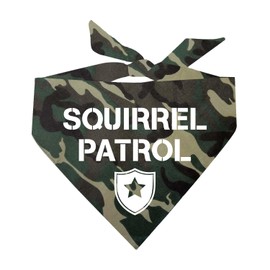 Squirrel Patrol Dog Bandana | 100% Cotton Adjustable Triangle | Made in USA | Summer | Outdoorsy | Hiking | Camping | Travel | Adventures | Camo One Size (308)