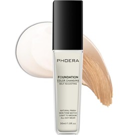 PHOERA Color Changing Foundation,Color Matching 4 in 1 Foundation Makeup with Hypoallergenic, Natural Finish,Long wearing,Full Coverage,Waterproof, Moisturizing,Lightweight for All Skin Types (Medium)