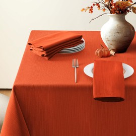Softalker Jacquard Fall Tablecloth Rectangle - Burnt Orange Geometric Line Thick Table Cloth Waterproof Stain Resistant Washable Table Covers for Autumn Thanksgiving Holiday Party (60 x 120 inch)