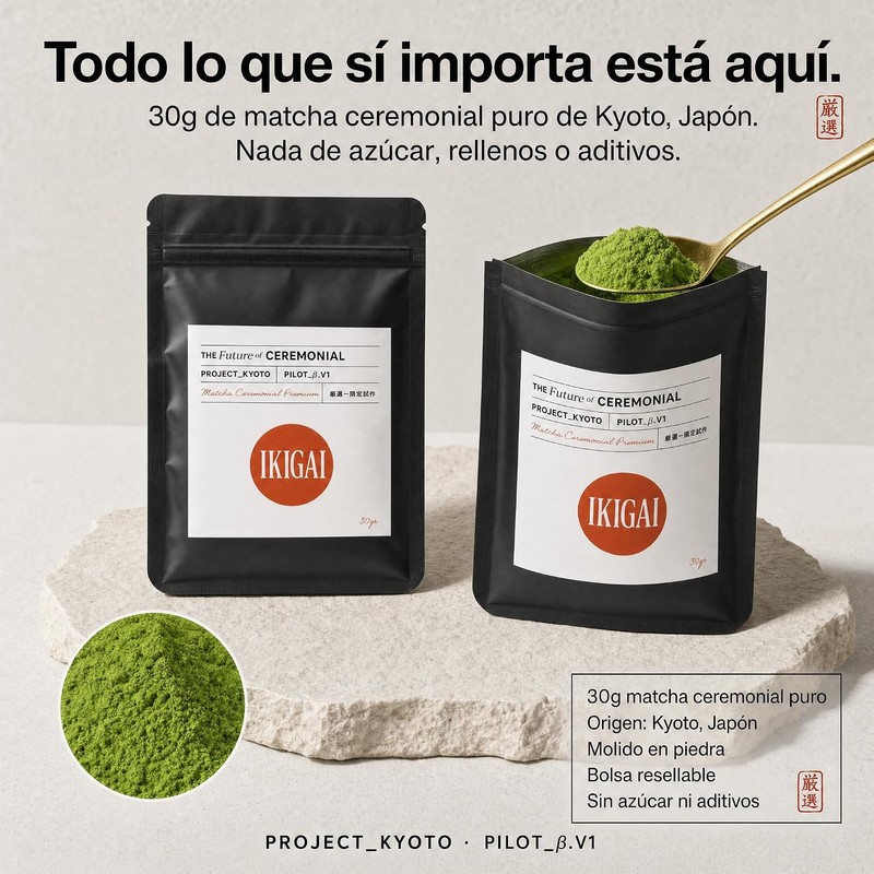 Ikigai Matcha Ceremonial PROJECT_KYOTO Matcha de Primera Cosecha Grado Ceremonial