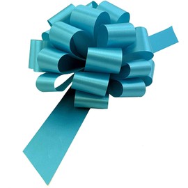 Turquoise Decorative Ribbon Pull Bows - 9" Wide, Set of 6, Spring, Gift Basket, Presents, Birthday, Fundraiser, Wedding, Reception, Anniversary, Decoration, Classroom, Office, Christmas, Easter