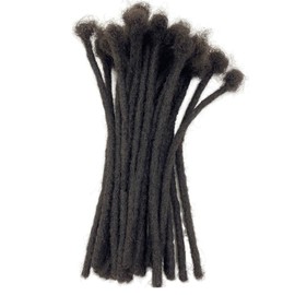Loc Extension Human Hair 0.4cm Thickness 8 Inch 40 Strands Natural Black Full Handmade Permanent Locs Can Be Dyed and Bleached for Women Men Kids Dreadlock Extensions Real Human Hair
