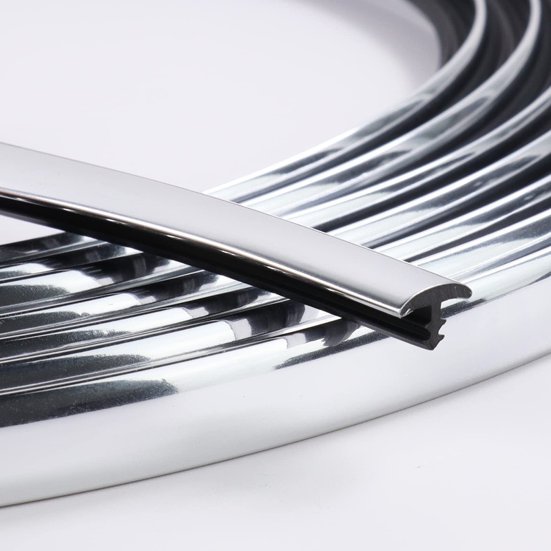 SBWLKJ 22FT T-Molding Chrome Trim Moulding 1/2"(12mm) Flexible Polyethylene Center