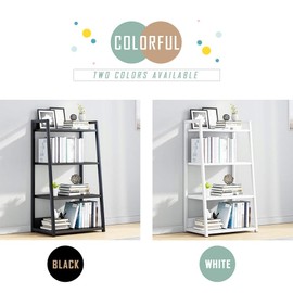 IOTXY 4 Tier Open Bookshelf - Steel and Wood Display Stand, 50CM Width Floor-Standing Bookcase, White