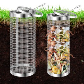 UNIFAMILY Compost Bin Outdoor Inground Worm Composting Bin Kit for Raised Garden Beds, 2 PCS Small Metal Farm Compost Bin for Garden, Reducing Food Waste Composting Systems Sustainable Worm Composter