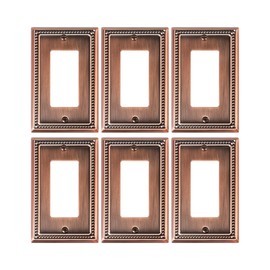 TREEWELL 6-Pack Decorator Outlet Cover Plate, Decorative Switch Plates and Outlet Covers, Antique Copper Metal Wall Plates for Electrical Outlets, Receptacle, GFCI Outlet, Dimmer Switch