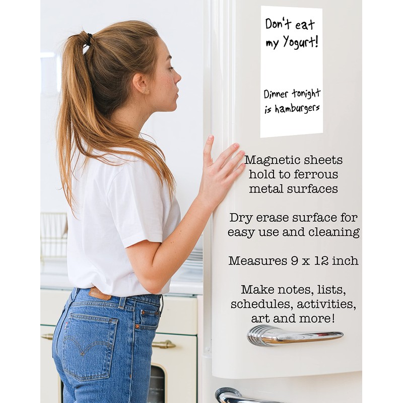 Iconikal 9 x 12-Inch Magnetic Sheets Locker Wallpaper, White, 3-Pack