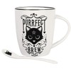 Alchemy Gothic Cup and Spoon Set Purrfect Brew White/Black