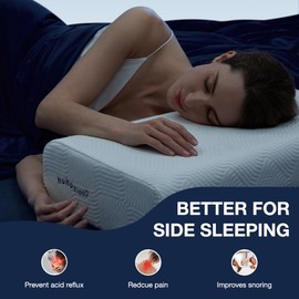 Huhu Sleep Cube Pillow for Side Sleeper with Firm Layer, Cooling Memory Foam Pillows with Two Side Four Types of Softness for Neck and Shoulder Pain, King or Queen 24"x12"x5"