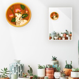 Tarini Gallery Hand Painted Decorative Wall Plate Round Display Wooden Plate Home Décor Art Gifting Article (Pichai Cow)
