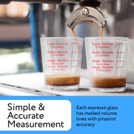 [2 Pack] Espresso Measuring Shot Glasses for Baristas or Home Use - Dishwasher Safe Espresso Shot Glasses 2oz