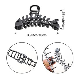 3 PACK Large Metal Hair Claw Clips Fish Bone Shape Hairpin Tail Hair Clamps Nonslip Hair Accessories for Thick and Thin Hair Styling