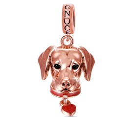 GNOCE Labrador Dog Charms Pendant Sterling Silver 18 Carat Rose Gold Animal Pet Beads Charm Fit Bracelet/Necklace Fashion Jewellery for Women Girls, Silver