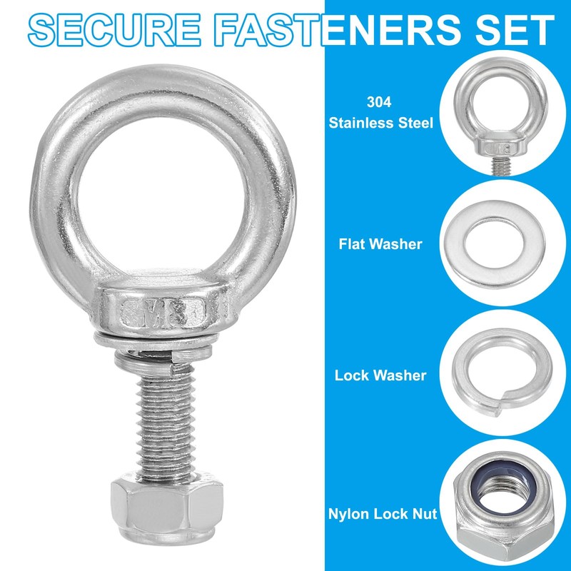 PATIKIL M8 x 25mm Eye Bolt with Nut, 2 Pack