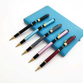 Accod Fine Tip Ballpoint Pen, High-End Business Signature Pen Metal Pen Clip Black Ink Rollerball Pen with Two 0.5mm Refills Gift Pen Premium Gift Box (Black)