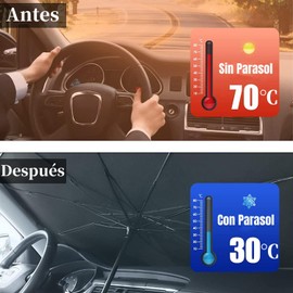 Parasol para Auto, Parasol para Parabrisas de Coche Plegable, Cubre Sol para Auto Universal, Viseras Parasol Refleja Los Rayos UV, Parasol para Parabrisas Automotriz 55"X30" para Sedan, SUV, MPV
