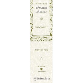 100% Natural Patchouli Incense Sticks, Pure Natural, 10 Sticks, Made in Germany