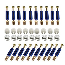 50 Sets 3 in 1 Furniture Connecting Kit，Cam Lock Nuts and Cam Screws, Furniture Connecting Fittings with Dowel, Nuts and Cam Screws for Cabinet Drawer Dresser Furniture Connecting Fittings (Blue)