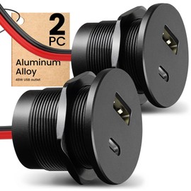 CamperXlite Aluminum Alloy 48W USB Outlet, PD 18W&QC 30W High Speed Charging Socket, 12/24V Compact & Flush Mount USB Outlet for Caravan Trailer Camper Van Car Boat (2Pcs)