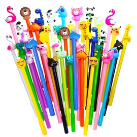 40Pcs Cartoon Black Gel Pens for Kids,Cartoon Cute Animal Gel Pens,0.5mm Gel Ink Rollerball Pens for Girls Boys Birthday Present School Rewards Student Gift