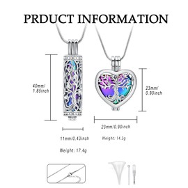 VCCWYQK Cremation Jewelry Urn Necklace for Ashes Pendant with Hollow Glass Vial Cylinder Cremation Keepsake Memorial Lockets Ashes Holder for Women Men Pet (Colorful-2pc)