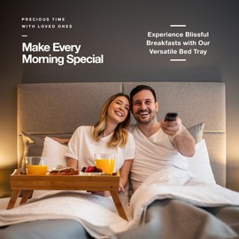 Home-It Bed Table Tray with Folding Legs - Bamboo Breakfast Tray with Handles for Bed, Sofa, Eating and Laptops, Snacking and Working