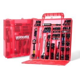Geinxurn 99-Piece Screwdriver Bits Set (Torx, Cross, PZ, Hex, SL), S2 Steel Magnetic 1/4 Inch Hex Shank Bit Set, Includes Bit Holder, Adapter, Socket Wrench, Spanner with Red Storage Box
