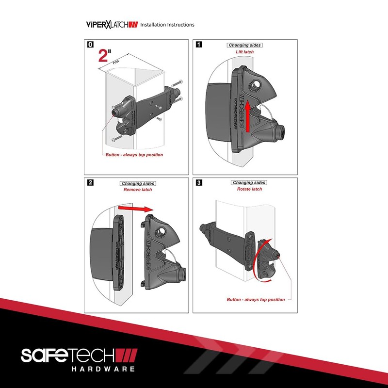 Safetech Hardware ViperX5-2 Two-Sided Gate Latch | Wrap Around Design