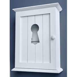 White Key Cabinet - Keyhole Window