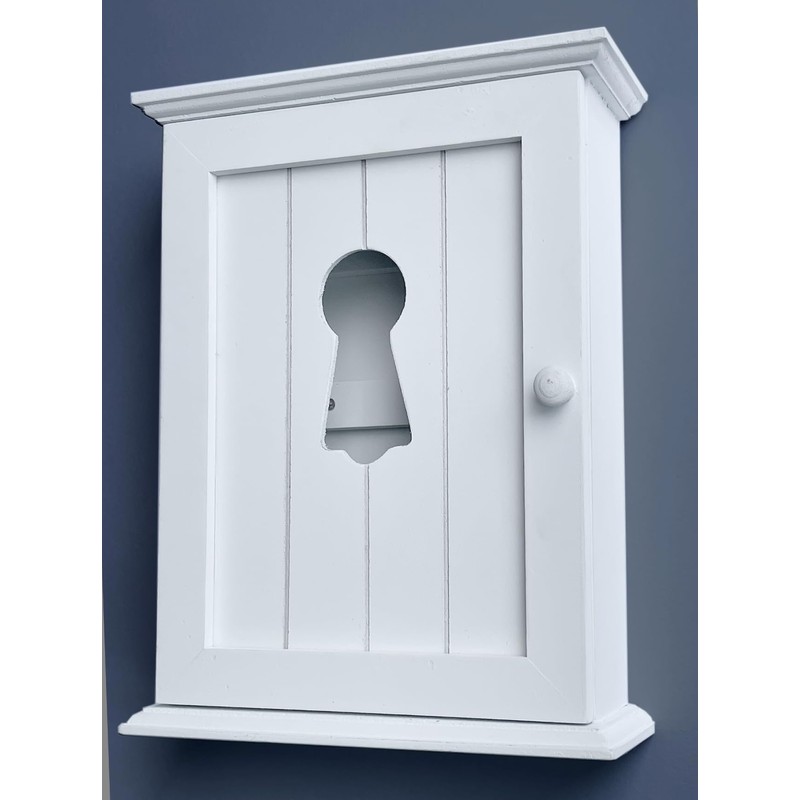 White Key Cabinet - Keyhole Window