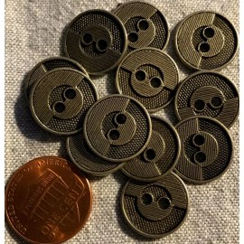 Unbranded 12 Antiqued Silver Tone Metal Sew-through Buttons Almost 5/8" 15MM Lot # 3501