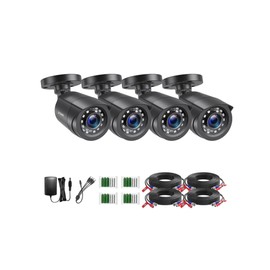 ZOSI 4 Pack 2MP 1080p HD-TVI Home Security Camera Outdoor Indoor 1920TVL, 24PCS LEDs, 80ft Night Vision, 90°View Angle, Weatherproof Outside Surveillance CCTV Bullet Camera(Black)