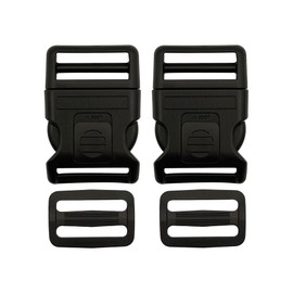 EesTeck 2 Sets 38mm Extra Thick Heavy Duty Buckle Clips, Dual Adjustable Plastic Quick Side Release Plastic Buckles and tri-glide sliders for Luggage Straps Pet Collar Backpack Repairing