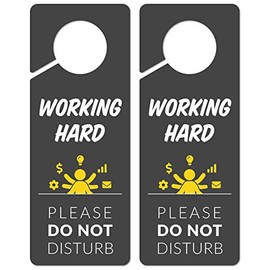 Working Sign for Door, 2 Pack (Printed on Both Sides), 9.3â³x3.5â³ PVC Plastic, Home Office Accessories, Do Not Disturb Sign, Studying Sign, Working from Home, Do Not Disturb Door Hanger Sign