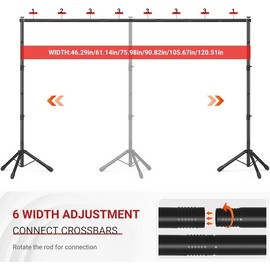 Backdrop Stand, Adjustable 10x7.5 FT Background Stand Backdrop for Parties, Photo Video Studio, Portable Photography Backdrop Stand with Carrying Bag, 6 Backdrop Clamps, and 2 Stand Bags - Colour: Black, Size: 10x7.5ft