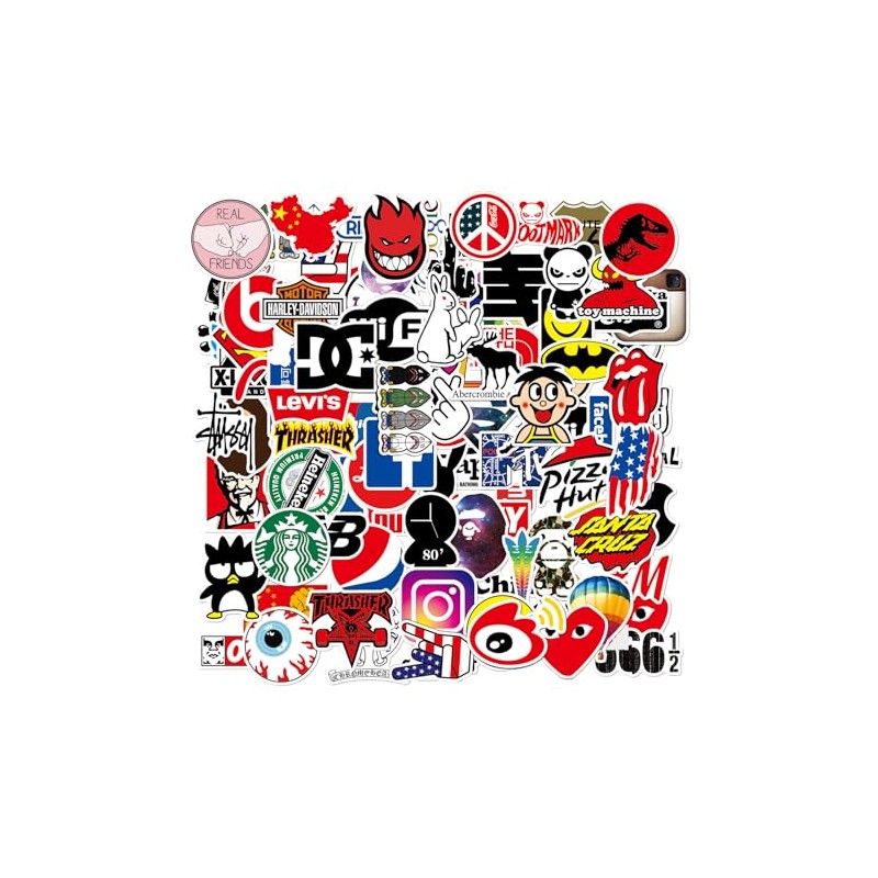 Sticker Set, 100 Pieces, Waterproof, Brand Stickers, Suitable for Suitcases,