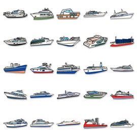 Cartoon Ship Stickers for Laptop (50 Pieces), Gift for Children, Teenagers, Adults, Boys, Ship Stickers, Waterproof Vinyl Stickers for Scrapbooking, Skateboard, Car, Luggage