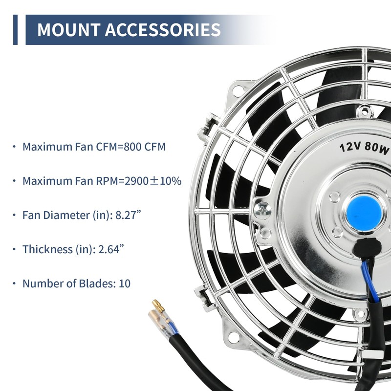 7 Inch Chrome Slim Push Pull Electric Radiator Cooling Fan