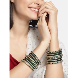 Aheli Ethnic Colorful Bangles Chudha Set Stone Studded Bangle Set Indian Wedding Wear Fashion Jewelry Gift for Women