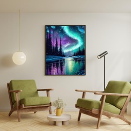 HKLIOPU Cross Stitch Kits for Adults-Night Sky Meteor Aurora,11CT Printed Cross Stitch Kits,Stamped Embroidery Kits for Adults Wall Art Home Decoration 30x40cm (LZ144)