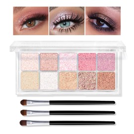 KYDA 10 Colors Eyeshadow Palette, Shimmer Pearl Matte Eyeshadow Powder Palette, Glitter Sparkling Eye Shadow Makeup, High Pigmented Blendable Multi-Color for Smokey Nudes Warm Cold Tones Eyes Makeup, by Ownest Beauty-#01