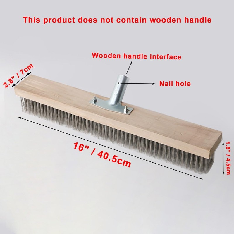 16" Heavy-Duty Rough Surface Floor Brush,Stainless Steel Wire Large Deck