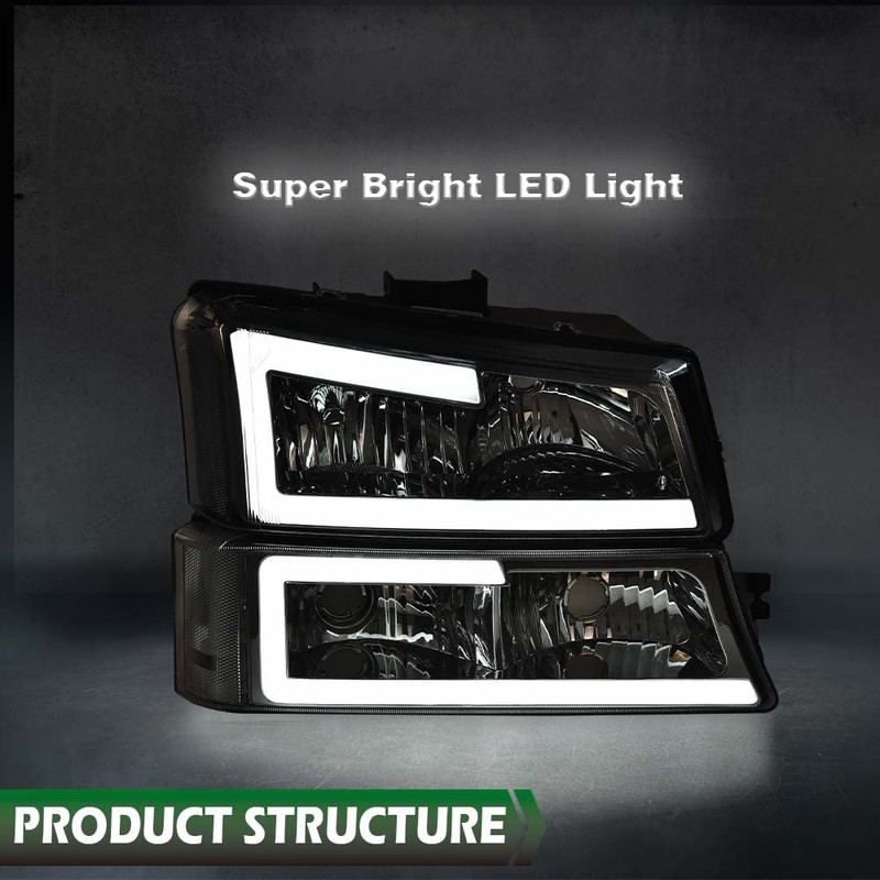 LQI LED DRL Headlights Assembly Compatible with Silverado/Avalanche 2003-2007 (Fit