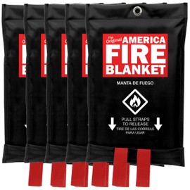 America Fire Blanket (5pk - Eliminates Smoke and Flames Faster Than Any Other Fire Blanket - Never Expires, Provides Peace of Mind - Best Value and Best Performing Fire Blanket on The Market
