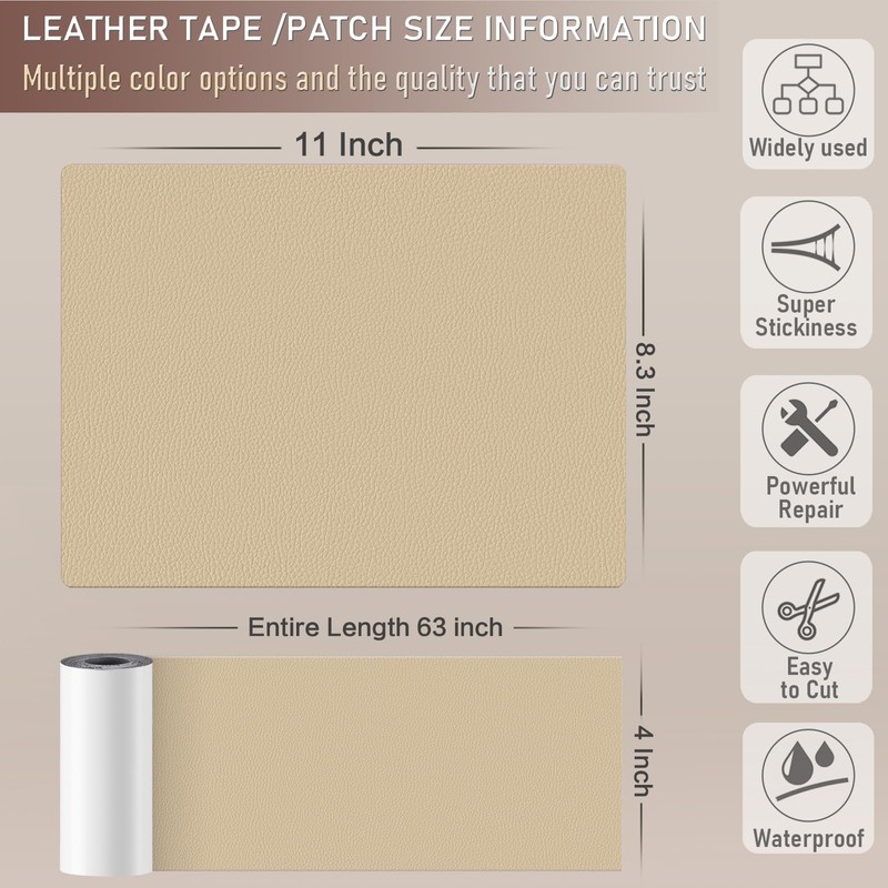 Yikda Self-Adhesive Leather Repair Patch, 4" x 63" Vinyl Leather