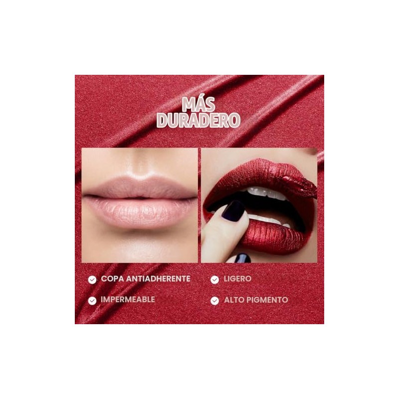 FOCALLURE Metallic Liquid Lipstick,Non Stick Cup Lip Gloss,High Impact Lip