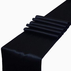 Rihana - Camino de Mesa de satén para decoración de Banquetes de Boda de 30,48 x 108 Pulgadas, Negro, 1